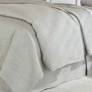 Home Treasures *FLAW* Zebra Herringbone+Pinstripe Gray Linen Queen Duvet Cover